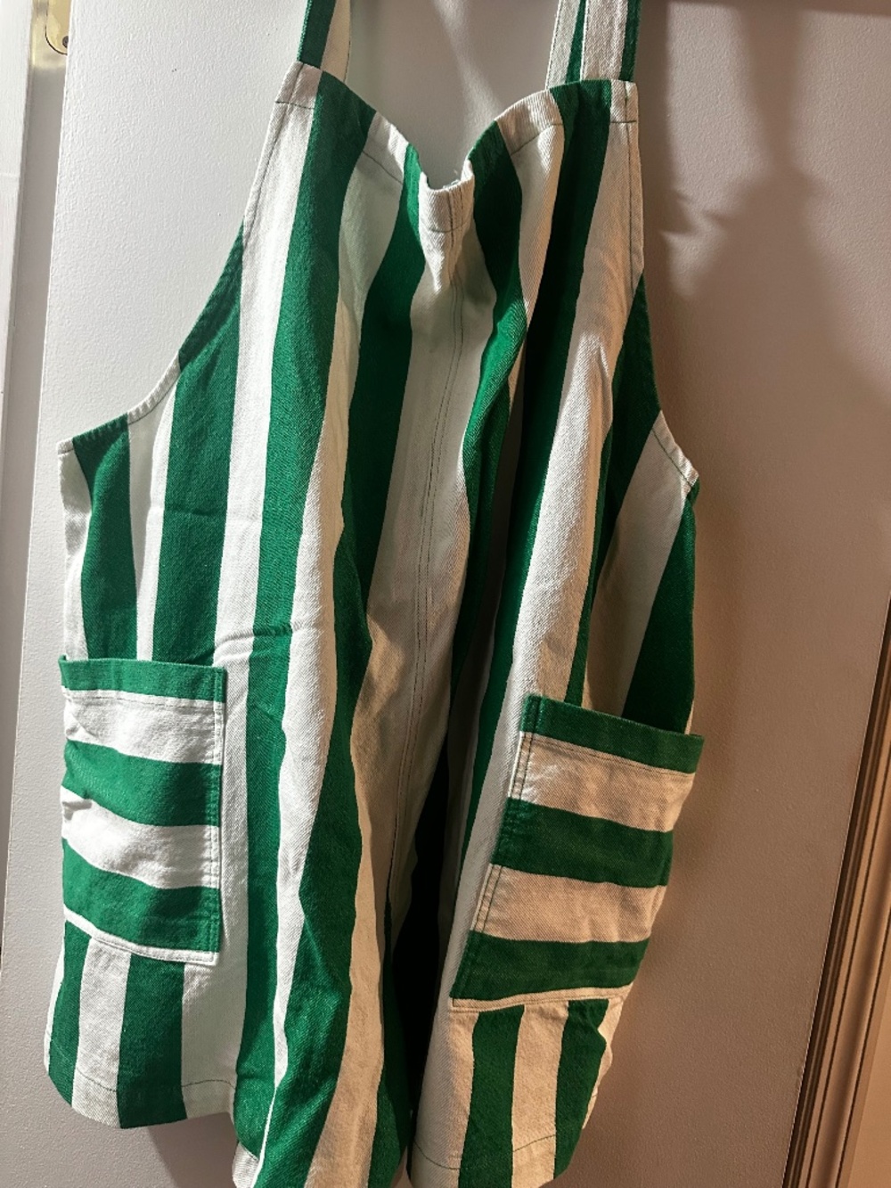 Altar’d State Green White Striped Wide Leg Overalls NWT